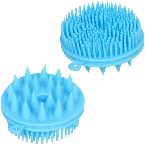 Щетка для вычесывания шерсти двухстороняя "Счастливый хвост!", цвет голубой, 8*4см (коробка)