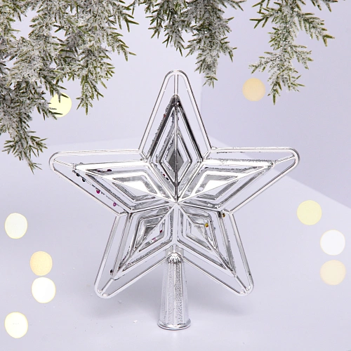 Звезда на ёлку "Ажурный вечер" 15 см, Серебро