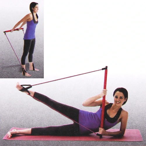 Гимнастическая палка с эспандерами Пилатес, синий_11