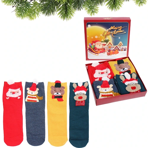 Носки женские в подарочной коробке 4шт ZIMА, 4 дизайна, р36-39_9