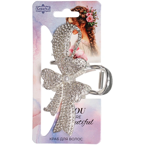 Заколка - краб для волос на блистере LAVITA, цветочек, цвет серебро и золото, 10,56,5см_4