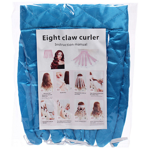 Мягкие атласные бигуди на ленте KUDRI, цвет бирюзовая волна, 53-63 на 30см_5