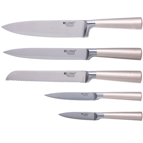 Набор ножей SHEF 6предметов (5ножей+подставка), золотая ручка_4