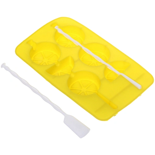 Форма для льда силиконовая Дольки 2011,5см с палочками, цвета микс_3