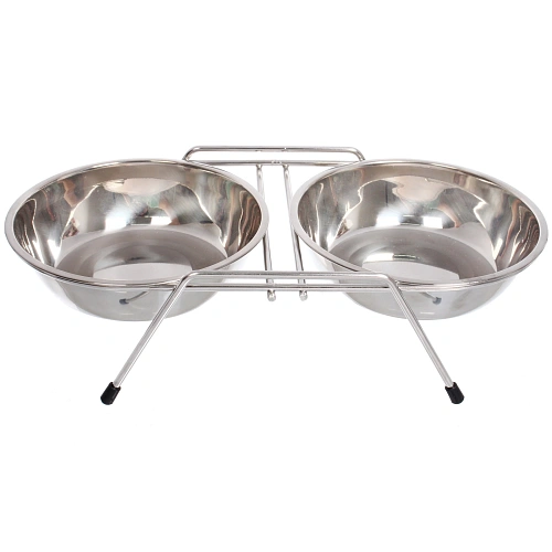 Миска металлическая двойная Декстер, диаметр 14см высота бортика 4 см 300мл_4