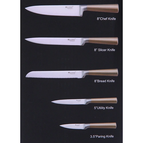 Набор ножей SHEF 6предметов (5ножей+подставка), золотая ручка_11