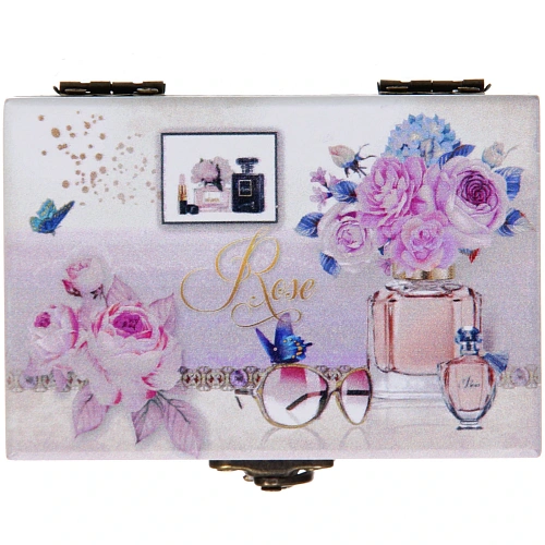 Шкатулка деревянная с зеркалом МАРЦИПАН, пудровые пионы, 95655см (в коробке)_5