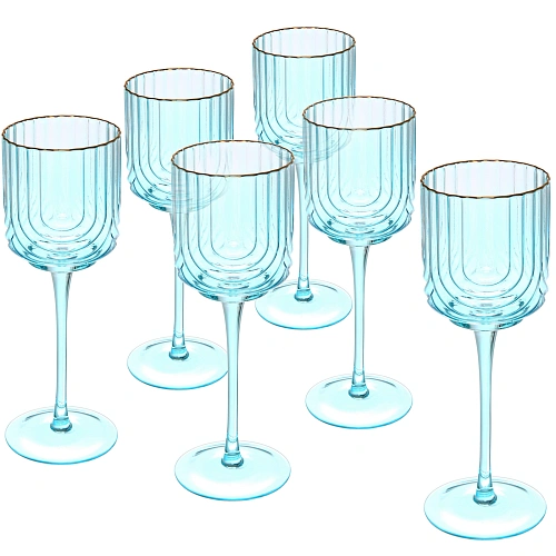 Бокал для вина 330мл "Enjoy Life" в наборе 6шт, цвет голубой
