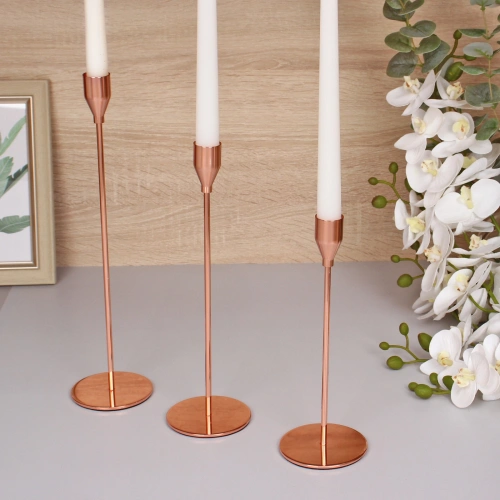 Подсвечники "SUNSHINE" 23 /28/32 см (набор 3 шт), Розовое золото