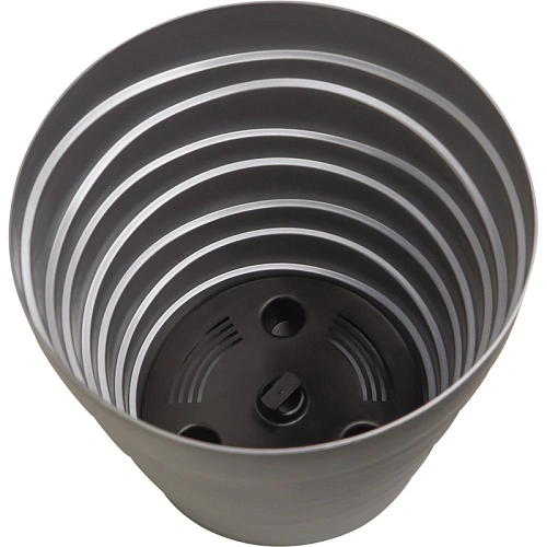 Кашпо для цветов пластиковое 1,4л d-14,5см Бархан Серебряный_3