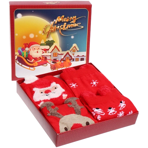 Носки женские в подарочной коробке 4шт NEXOLOD, 4 дизайна, цвет красный, р36-39_8