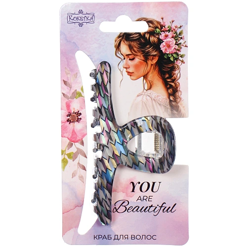 Заколка - краб для волос AKS-EMPIRE, петля, микс 6 цветов, 7,84,5см_12