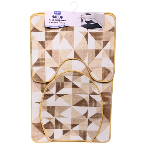 Набор для ванной и туалета 3 пр. "Метрика" ( 2 коврика 50*80+50*40, 1 чехол на крышку унитаза)