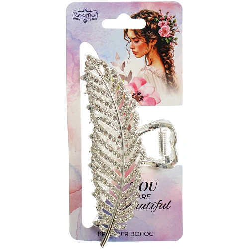 Заколка-краб для волос AKS - DesignPRO, перо, цвет золото и хром, 115см_5