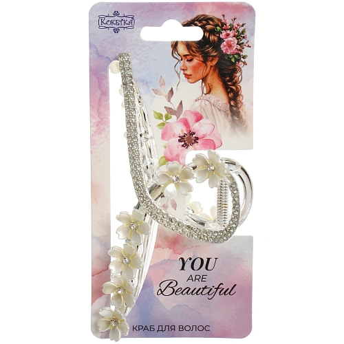 Заколка-краб для волос AKS - DesignPRO, петля с сакурой, цвет золото и хром, 1155см_5