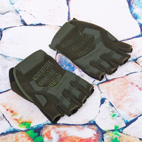 Перчатки туристические зеленые без пальцев KF75_7