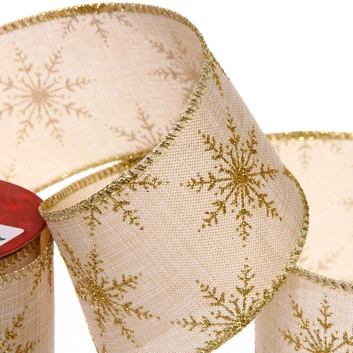 Лента для декорирования Снежинка 6,3 см, 2,7 м, Золото_3
