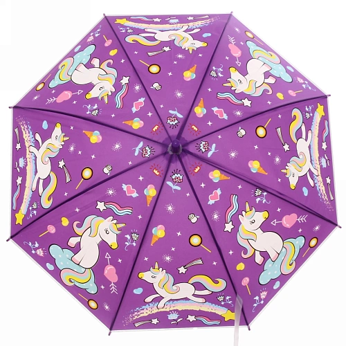 Зонт детский полуавтомат Ультрамарин - Единорожек на луне, 8 спиц, d-85см, длина в слож виде 68см  _23
