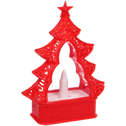 Сувенир с подсветкой Волшебная ёлочка 12,55,316,5 см, Красный (работает от батареек 3ААА)_3