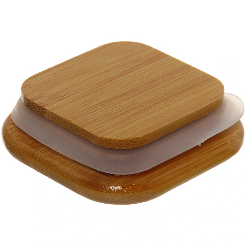 Банка для продуктов стеклянная 560мл Хай-Тек с бамбуковой крышкой, квадратная 620см_3