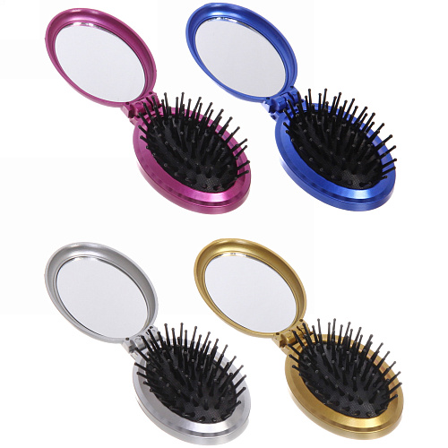 Расческа для волос массажная складная с зеркалом Beauty Room, овал, узор бабочка, микс 4 цвета, 95,5см_5