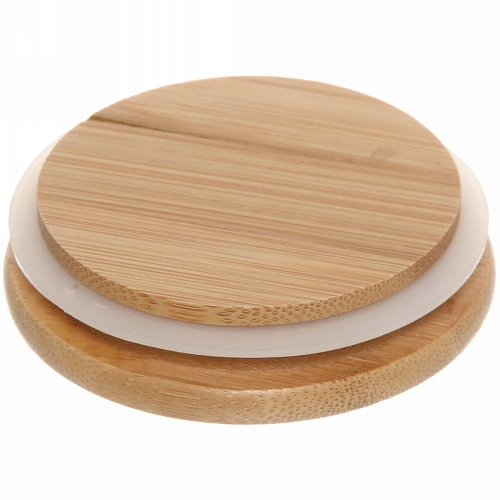 Банка для продуктов стеклянная 450мл Хай-Тек с бамбуковой крышкой 8,510см_3