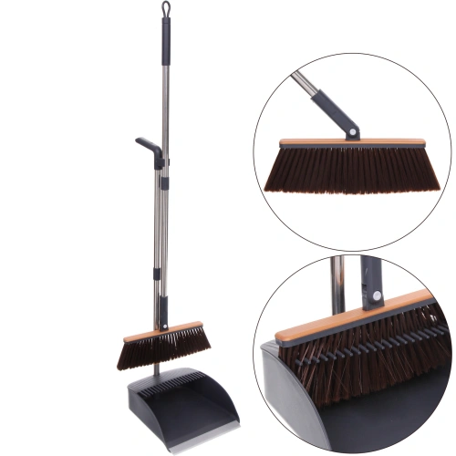 Набор для уборки, щетка для пола с совком "Disco" серый 1103