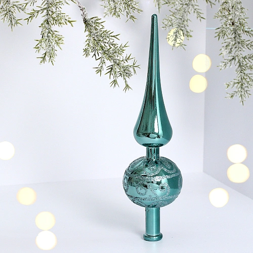 Верхушка на ёлку 23 см "Волшебный узор", Темный нефрит