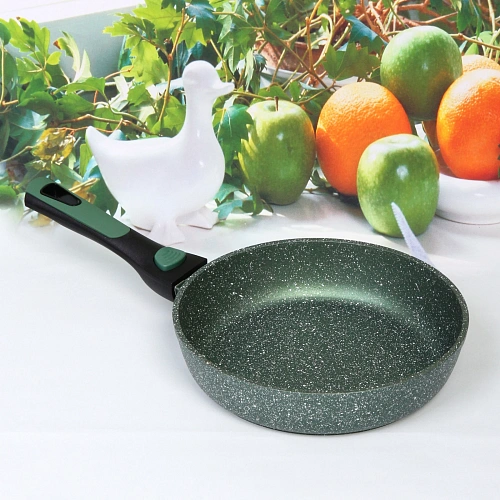 Сковорода BAROLY GREEN 22см индукционная каменная крошка, съемная бакелитовая ручка_3