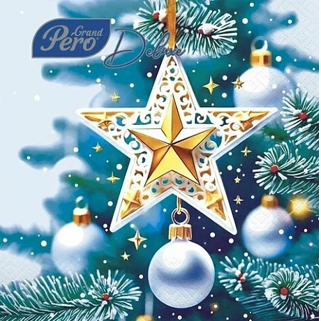 Салфетки бумажные 33*33 GrandPero Deluxe Кремлевская звезда, 3 слоя, 20л