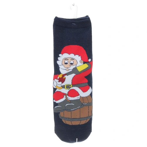 Носки новогодние Дед мороз, микс 5 цветов, р-р36-42 (крючок, пакет, стикер)_5