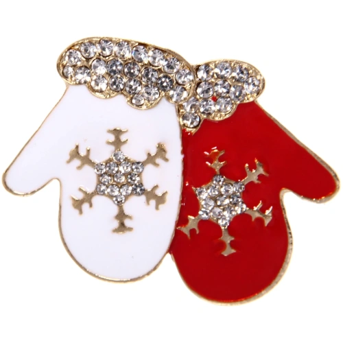 Брошь "Новогодняя Коллекция- Чудесные варежки" 3,5*4,5 см