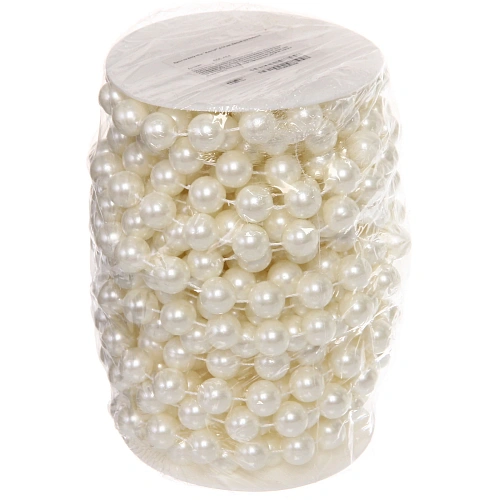 Бусы на ёлку 10 м Жемчуг d-14 мм, Белый (на бобине)_5