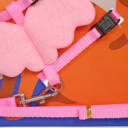 Шлейка с поводком Ангел на прогулке 150см цвет светло - розовый_3