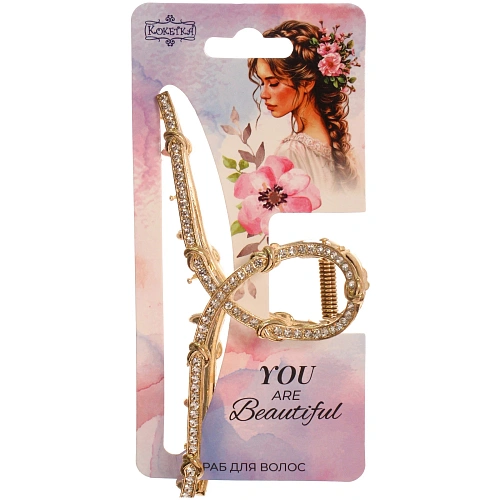 Заколка-краб для волос AKS - DesignPRO, петля, цвет золото и хром, 115см_6