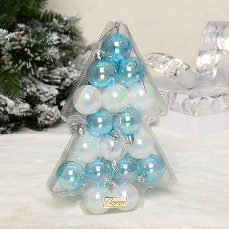 Набор украшений "Легенды зимы" 4 см (набор 17 шт), Белый, голубой