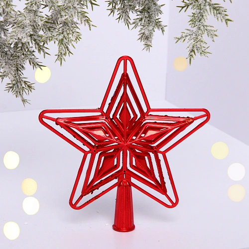 Звезда на ёлку "Ажурный вечер" 15 см, Красный