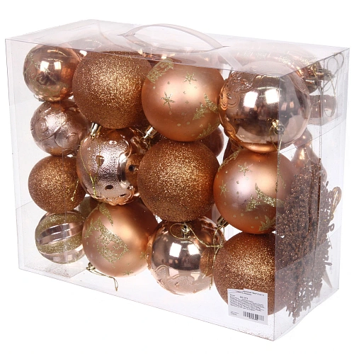Набор ёлочных украшений Wish 6 см + 4 см (53 предмета), Шампань_4