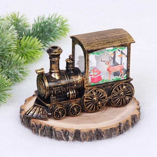 Сувенир с подсветкой Волшебный паровозик 8514 см, Бронза (работает от батареек LR443)_9