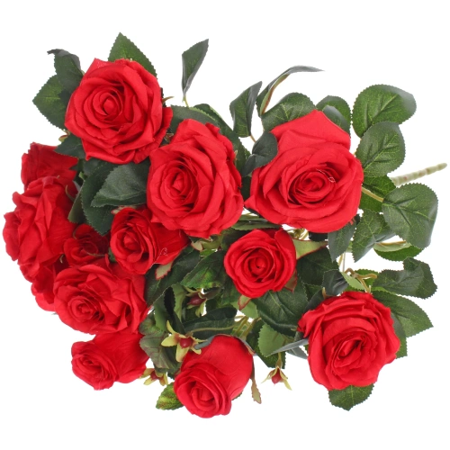 Искусственные цветы "Розовая фантазия" 48см 13 цветков красные