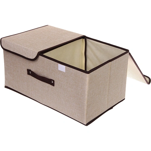 Короб - органайзер складной стеллажный для хранения вещей ДОМания, цвет бежевый, два отделения, 503025см (лейбл)_3