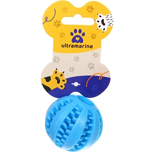 Игрушка - мячик для собак средних и крупных пород "ЗУБОЧИСТКА", цвет голубой, d-5см (лейбл)✦