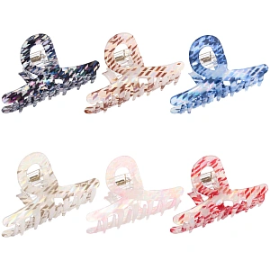 Заколка - краб для волос "AKS-EMPIRE", петля, микс 6 цветов, 7,8*4,5см