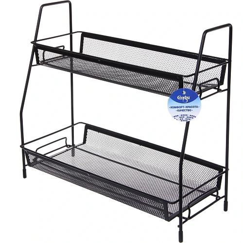 Этажерка настольная хозяйственная универсальная  "ФАНАДЕРО", цвет черный, 36*17*33см (лейбл Селфи)✦