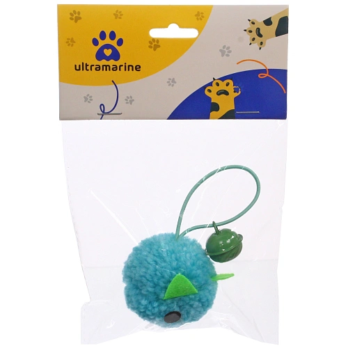 Игрушка - мышка для кошек ЦЕПКИЕ ЛАПКИ, с бубенчиком, цвет голубой, 5см_4