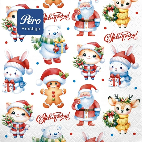 Салфетки бумажные 33*33 Pero Prestige Сказочные помощники, 3 слоя, 20л