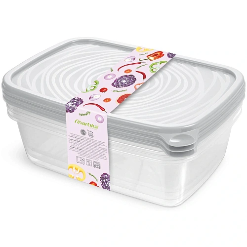 Контейнер прямоугольный "Романо" набор 3 шт 1,6л светло-серый С858СЕР