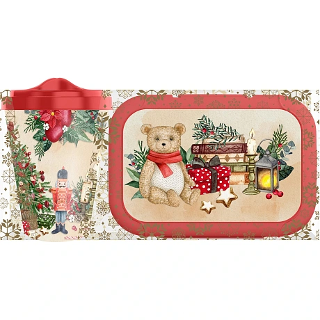 Набор с декором "Игрушки": стакан с крышкой 420мл + ланч-бокс 0,85л (красный)