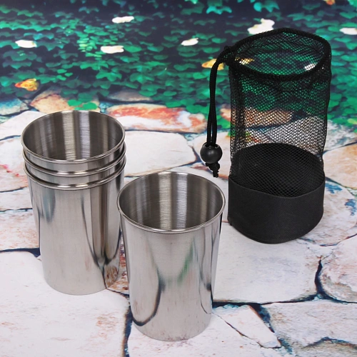 Стакан металлический 300мл в наборе 4шт в сетке_3