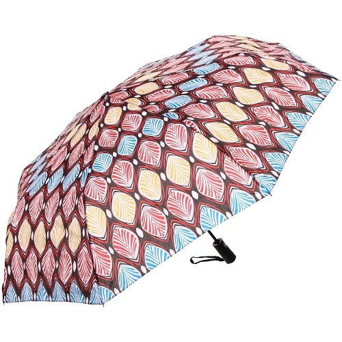 Зонт женский полуавтомат Ultramarine- Маниока, микс 6 цветов, 8 спиц, d-100см, длина в слож виде 28см, голубые цветы_3